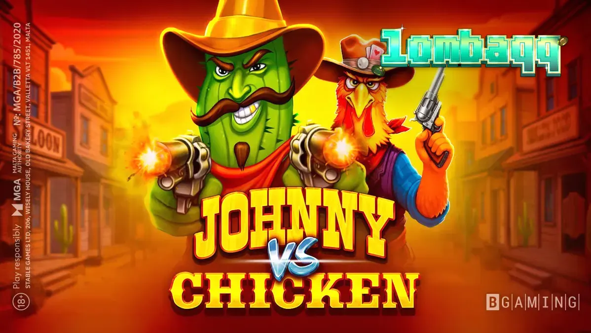 Tampilan visual slot Johnny vs Chicken dengan karakter Johnny Cash dan Ayam Sheriff.